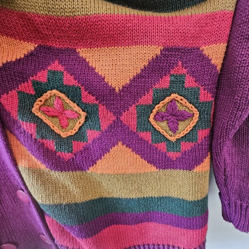 IB Diffusion, 90's Vintage Cardigan. Embroidered floral pattern, Size M - Picture 9 of 13
