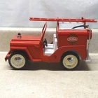 Vintage Tonka Fire Pumper Jeep, Pressed Steel Toy Vehicle, 1963-64 Original