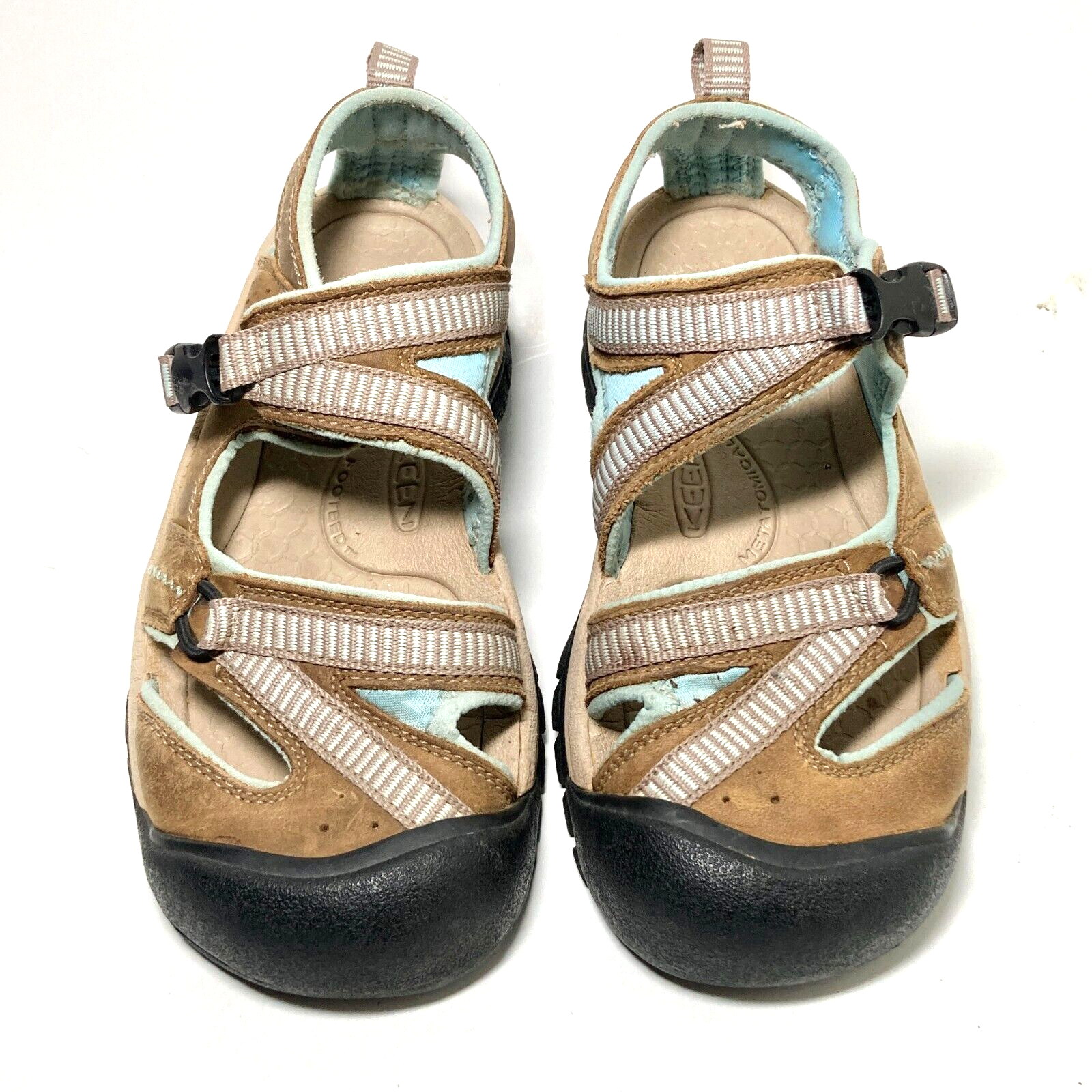 Sandali donna Keen escursionismo passeggio marrone e azzurro plantare metatomico taglia 5