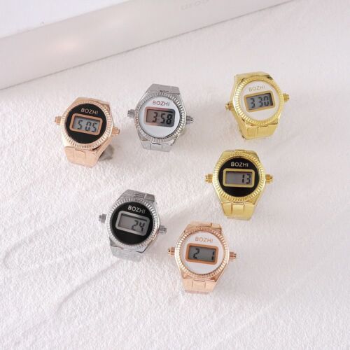 Retro Ring Watch Alloy Elastic Rings Fashion Digital Couple Watch Ring Women