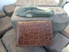 Wild Alligator Tri fold Short Wallet gator swamp skin leather hide Brn FB30