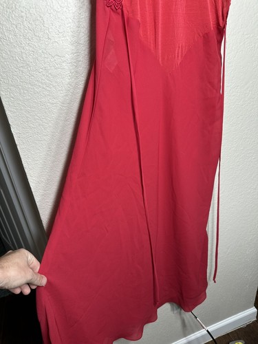 Camisón vintage para mujer vestido sin mangas privado lujos rojo bordado rosa floral - Imagen 10 de 13