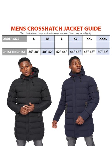 Crosshatch Mens Longline Parka Jacket Puffer Padded Hooded Winter Bubble Coat - Picture 2 of 12