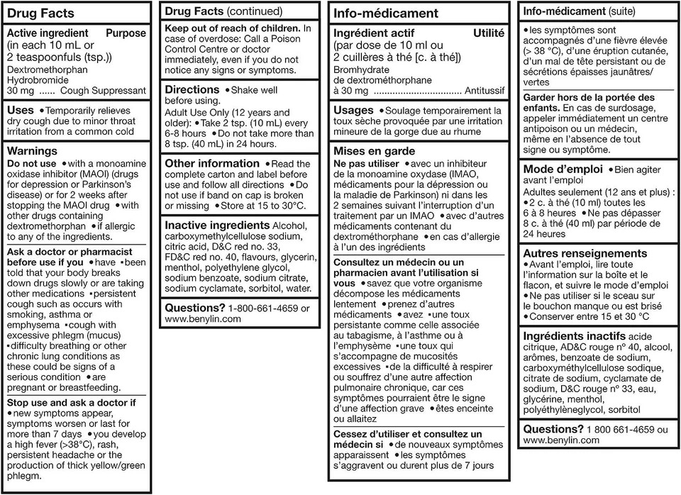 Jarabe para tos seca BENYLIN extra fuerte 250 ml de Canadá Foto 3 de 3