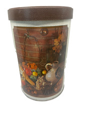Vintage Ballonoff Cylinder Shaped Metal Tin Canister 7.75" Tall Plastic Lid USA