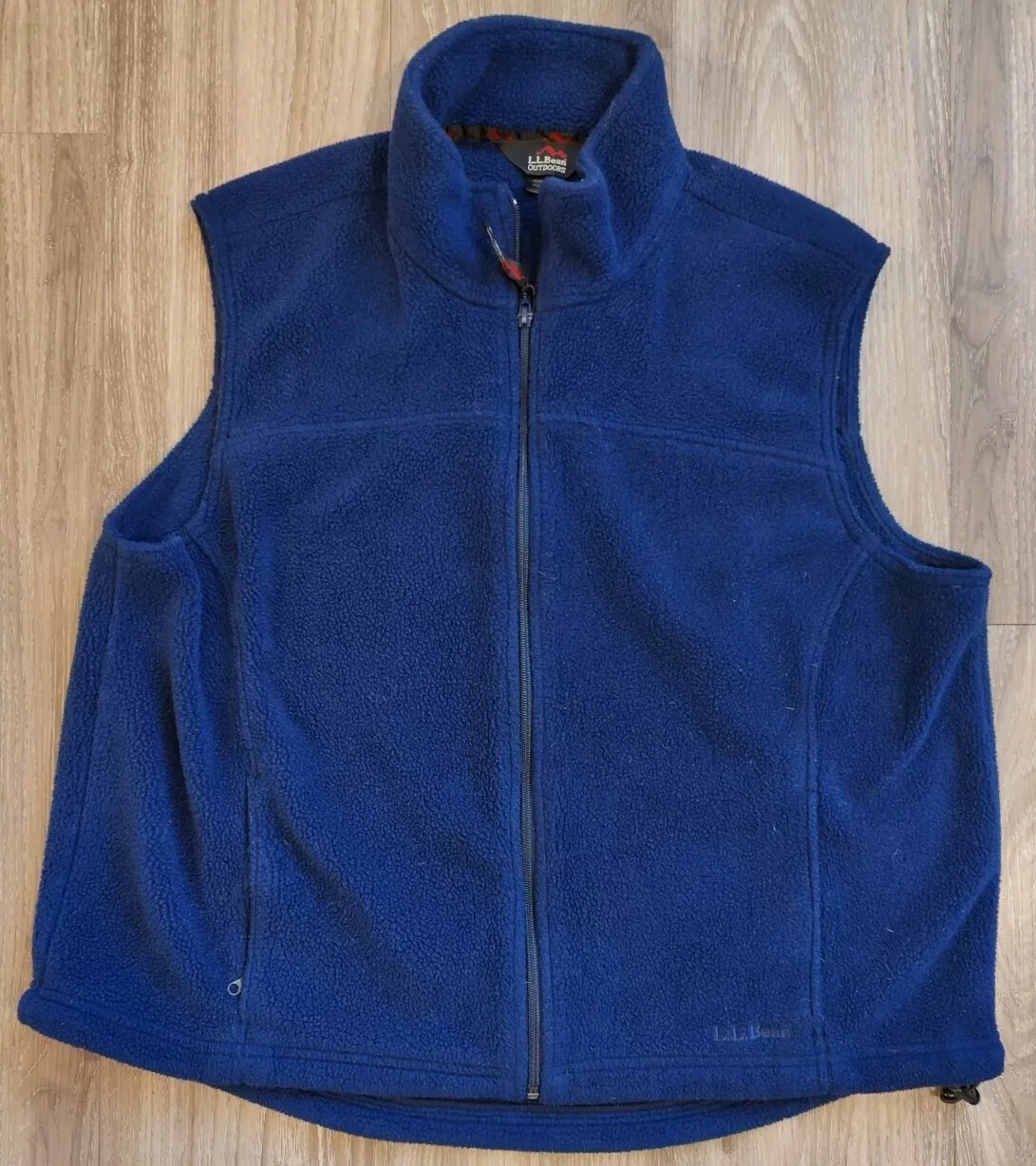 LL Bean Outdoor Vest Womens XL Navy Blue Sleeveless Full Zip Fleece Sweater