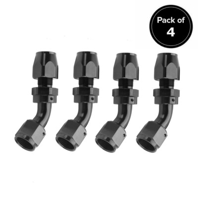 #ad 4Pcs 45° 45Degree Swivel Hose Line End Fitting Adaptor Fuel Oil AN10 10AN Black $19.99