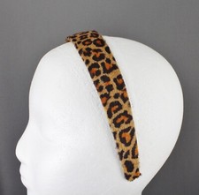 Brown Black cheetah faux fur animal print headband hair band 1 1/8" wide leopard