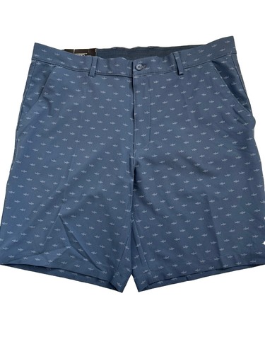 Greg Norman Golfshorts Größe 36 UVP 65 $ marineblau LSF Stretch Haifischmuster - Bild 2 von 7