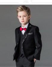 New Dinner Suit Page Boy Party Prom Suit Boy Suit Black Wedding Suit 3Pcs