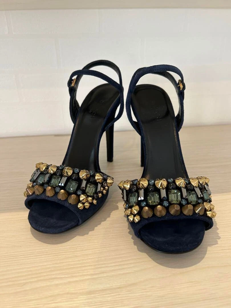 Sandales à talons hauts GUCCI Bijou Spike Studs mules escarpins chaussures femmes taille EU 36
