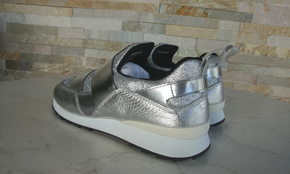 Hogan Rebel Tg. 39,5 Slipper Slip-On Sneakers Scarpe Argento Nuovo Origin. - Immagine 4 di 4