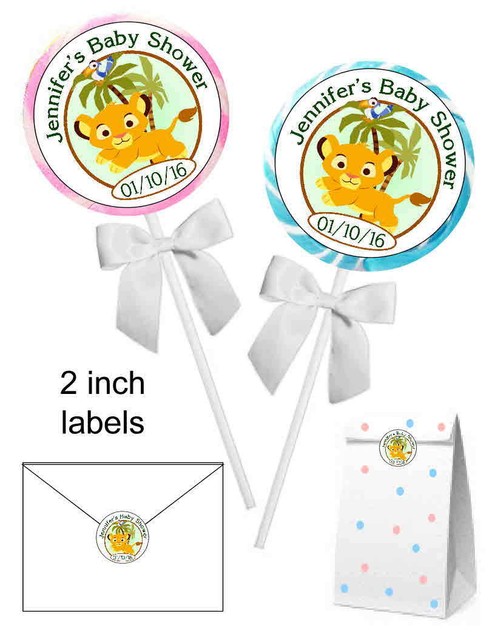 40 Lion King Baby Simba Baby Shower Favors Stickers For Lollipops