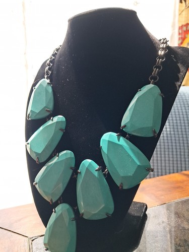 Pre-owned Kendra Scott Harlow Necklace Black Chain & Teal Chalcedony - Picture 3 of 5