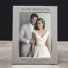 Personalised Engraved Silver Photo Frame For Anniversary Wedding Gifts Ideas Day