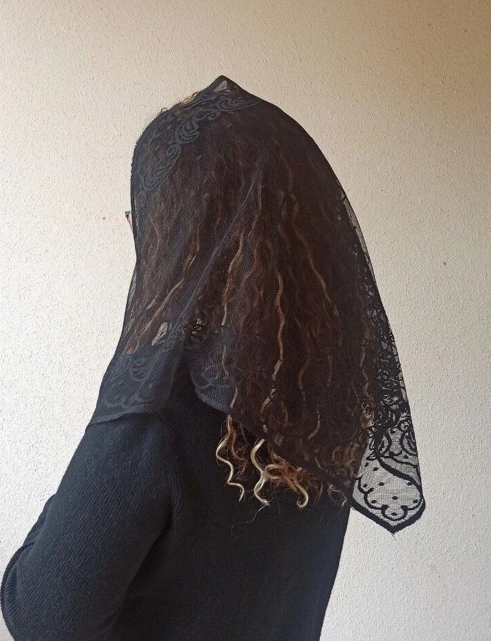 Mantilla Iglesia Pagadores Mujeres Dantail Encaje Bufanda Cubierta Cabeza Jerusalén Regalo Foto 4 de 4