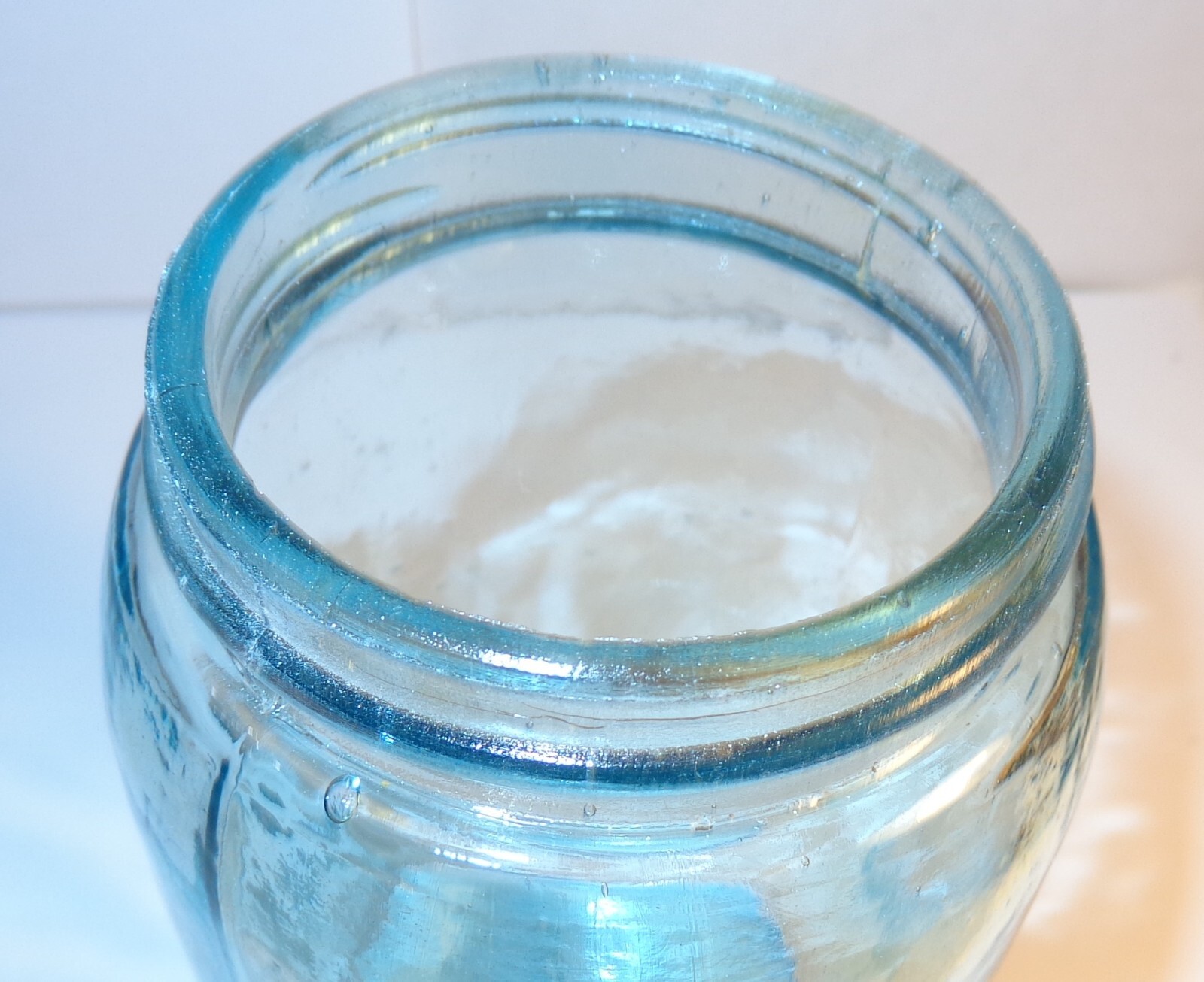 HTF OLD VINTAGE UNMARKED WAVY BLUE GLASS CANNING JAR BALL ZINC LID NO MAKER MARK