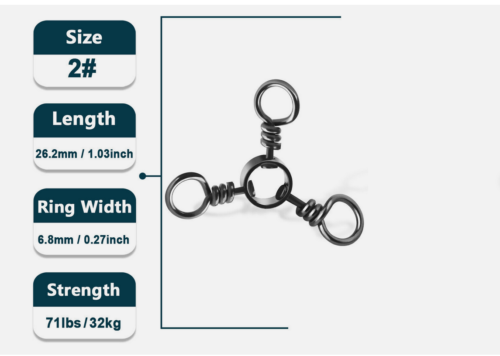 3 Way Swivel Fishing Tackle Saltwater Stainless Steel Fishing Lures Connector - Picture 11 of 37