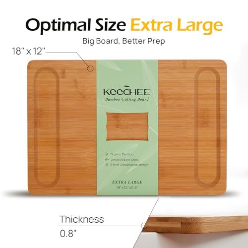 Extra großes Bambus Schneidebrett für 17,9" L x 12" B karbonisierten Bambus (braun) - Bild 3 von 8