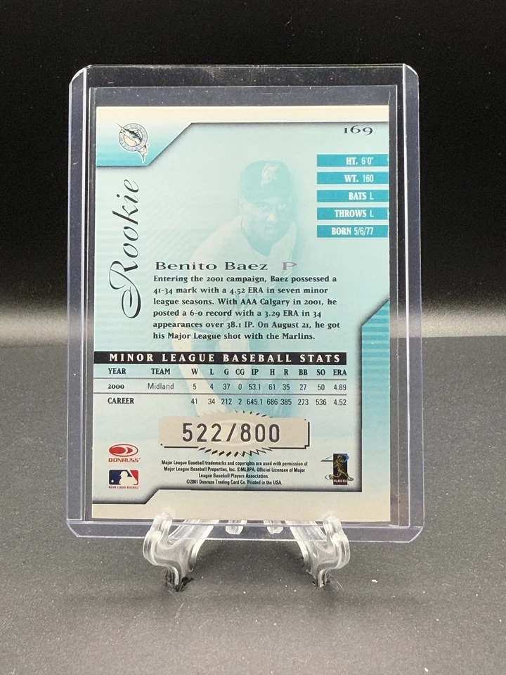 BENITO BAEZ RC 2001 Donruss Signature Series #169 #'d 522/800 - Image 2 of 2
