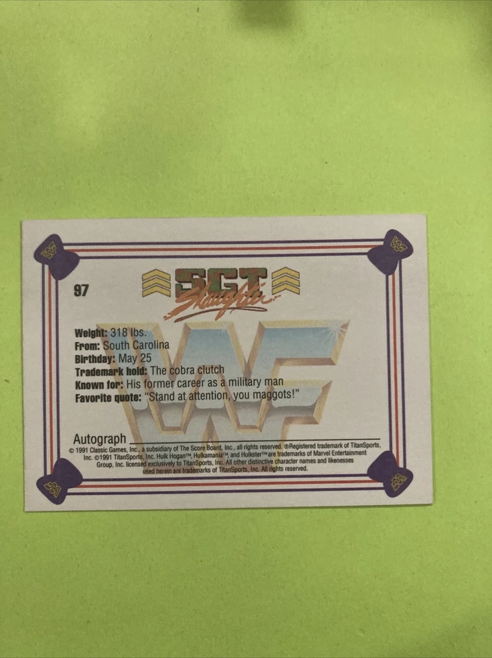 1991 CLASSIC WWF SGT. SLAUGHTER #97 - Image 3 of 4