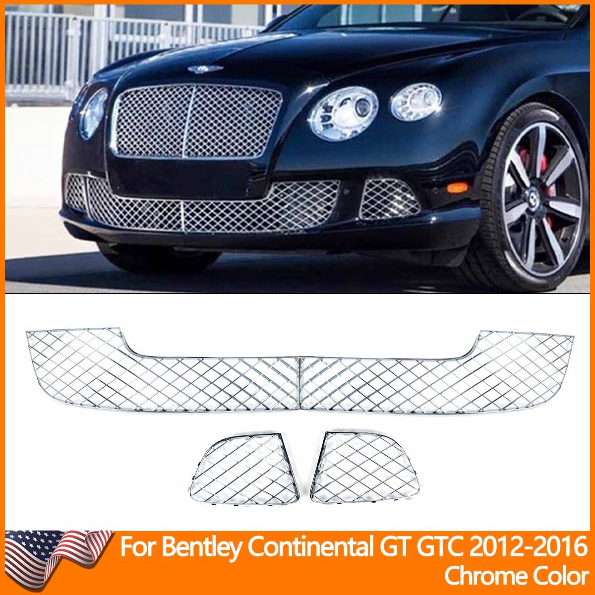 Bentley Continental GT 2012-2016 Front Lower Bumper grilles 4 pcs Chrome P/N 3W3807681