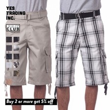 PROCLUB PANTALONES CORTOS CARGO SARGA PESO PESADO PARA HOMBRE PRO CLUB 6 BOLSILLOS PANTALONES CORTOS (S-5XL)