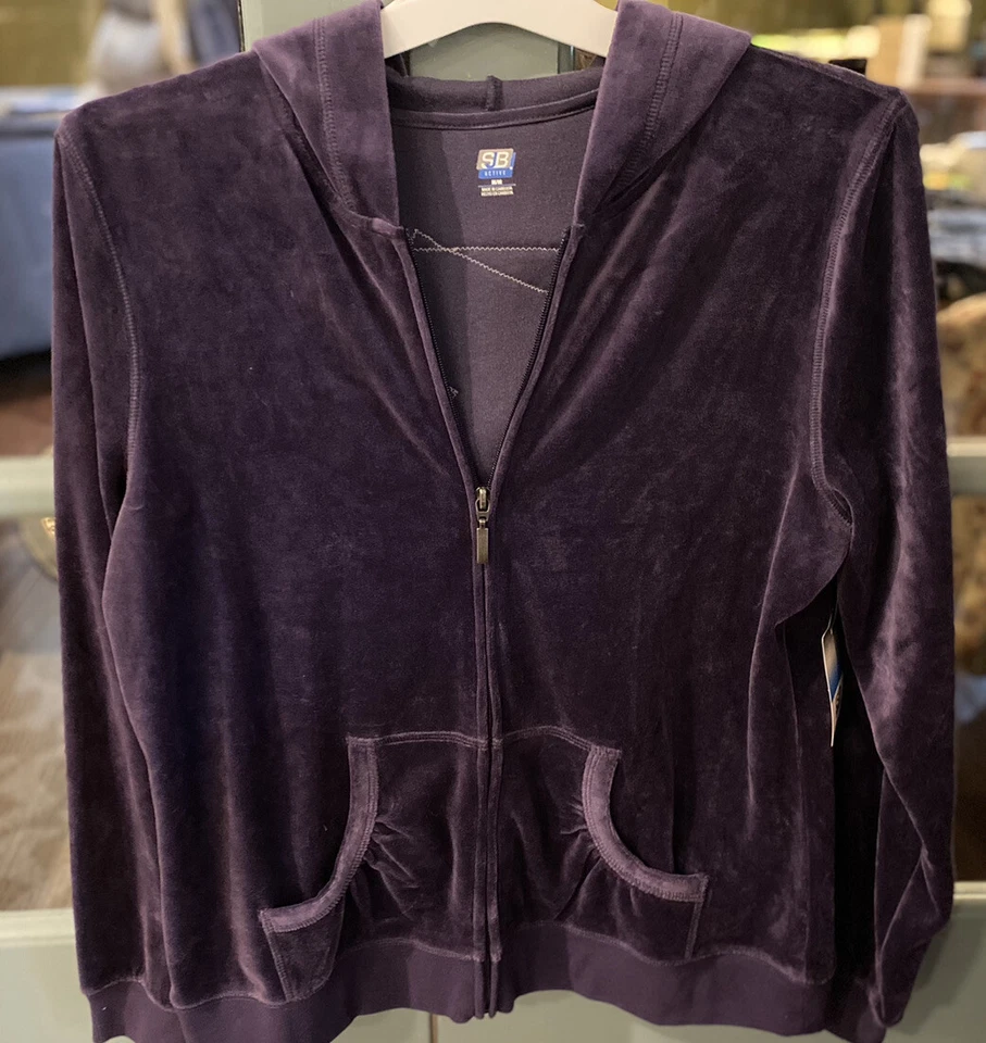 Chaqueta de Pista Reciclada Para Mujer Reelaborada Talla M Púrpura Terciopelo Cremallera GATO MAMÁ Foto 3 de 4