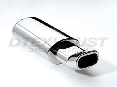 DTM-124 HI POLISHED STAINLESS MUFFLER OVAL ROLLED TURN UP 2.25'' INLET 24.89'' L