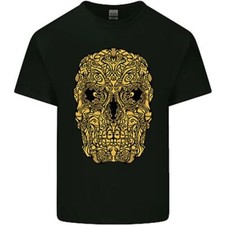 Ethnisches Skull Gothic Tribal Dämon Herren Baumwolle T-Shirt Tee Oberteil
