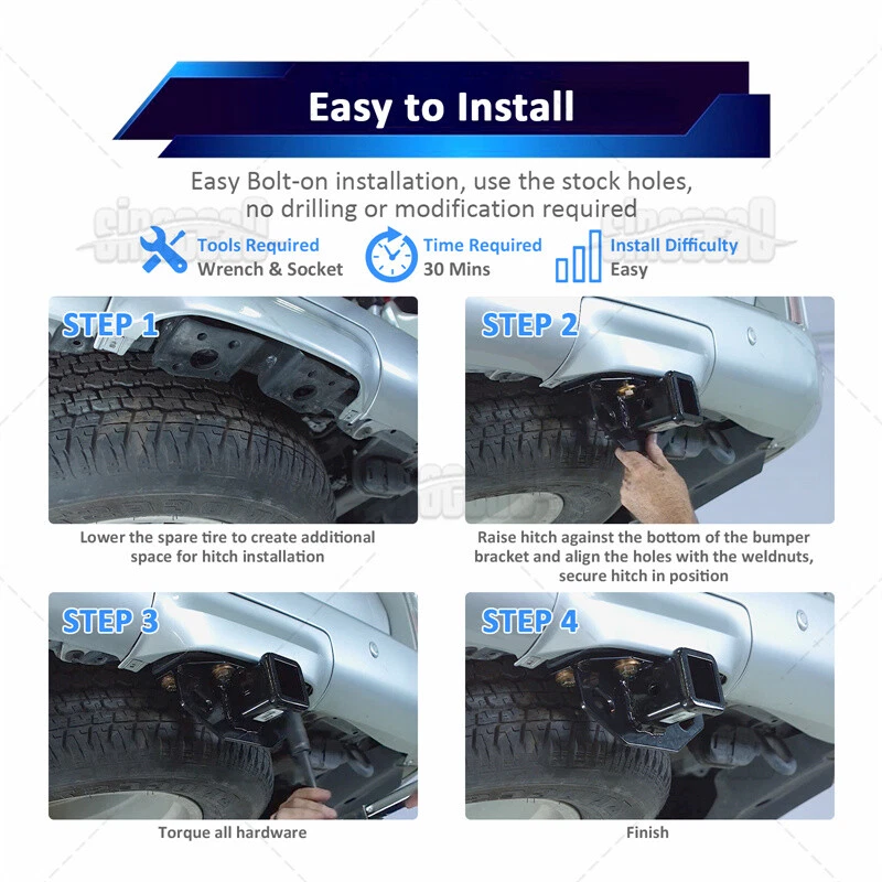 Enganche de remolque de alta resistencia para receptor de remolque de 2" clase 3 14-2023 Lexus GX460 Foto 3 de 4
