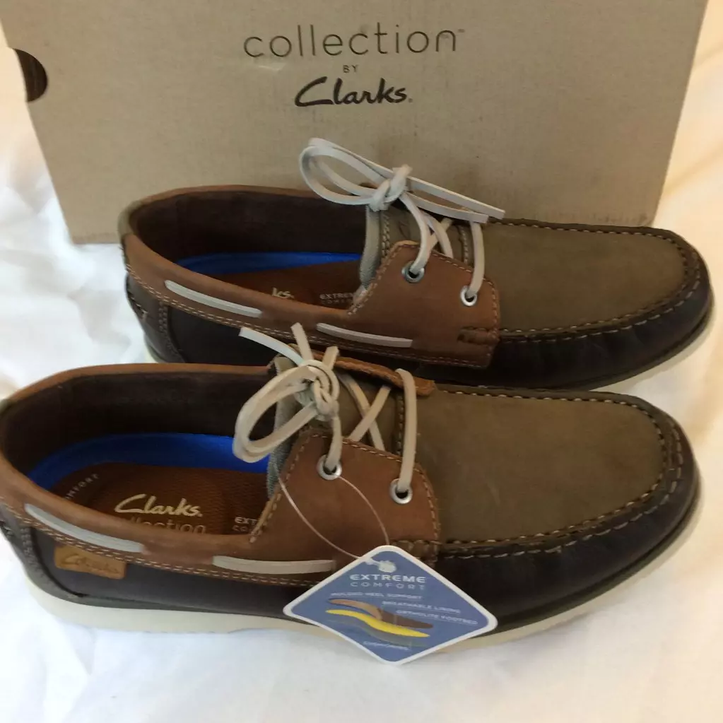 Clarks Noonan Casual Boat 9.5M Brown 60220 Leather Round Toe | eBay