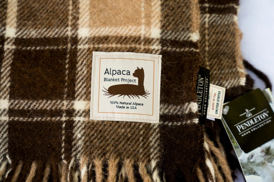 NWT Pendleton Throw 100% Alpaca Wool Blanket Brown Plaid New w Tags 52" x 70" - Image 2 of 4