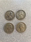 Four Washington Silver Quarters 1946 1953D 1964D x2 , 90 Percent Silver US Mint