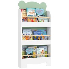 Produktbild - Bücherregal Kinder, 3-stufiges Kinderregal Spielzeugregal mit Bärenthema Grün