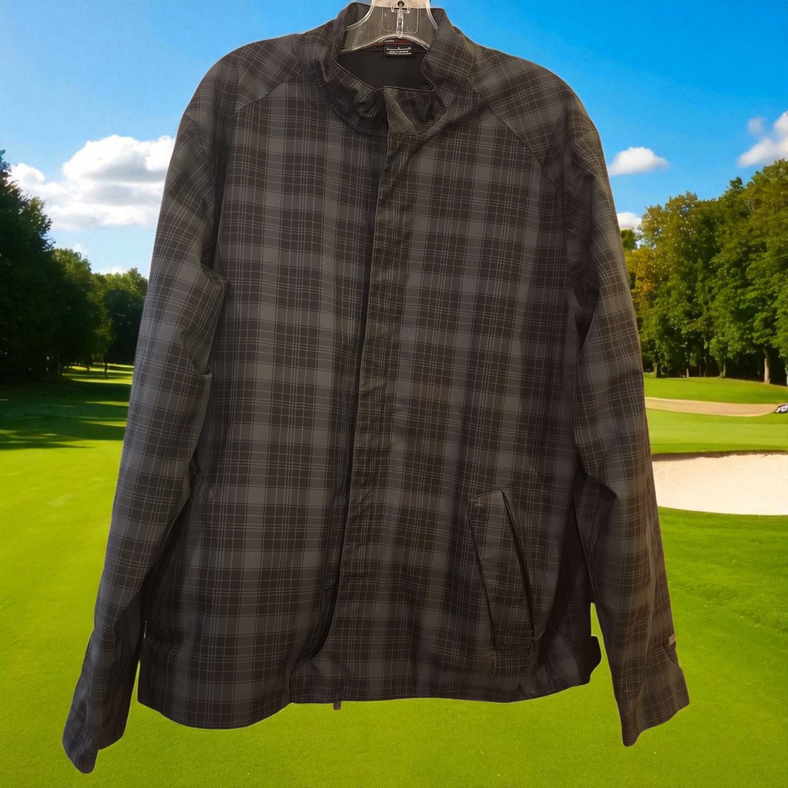 SACAI X NIKE Giacca Nike Tiger Woods Storm Fit uomo M grigia a quadri full zip vento pioggia golf taglia L