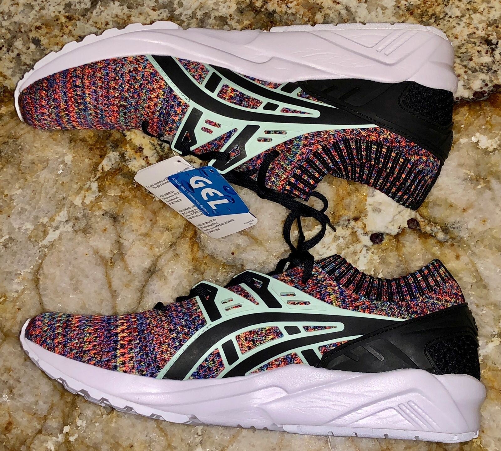 ASICS Gel Kayano Trainer Knit Black Green Blue Red Yel Shoes Sneakers Mens Sz 10 thumbnail 3