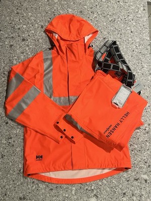 NWT Helly Hansen WorkWear Alta Hi Vis Waterproof Rain Suit S Jacket Bib Overalls