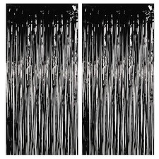 Foil Fringe Curtain Halloweens Party Decorations - Tinsel Photo Pure Black