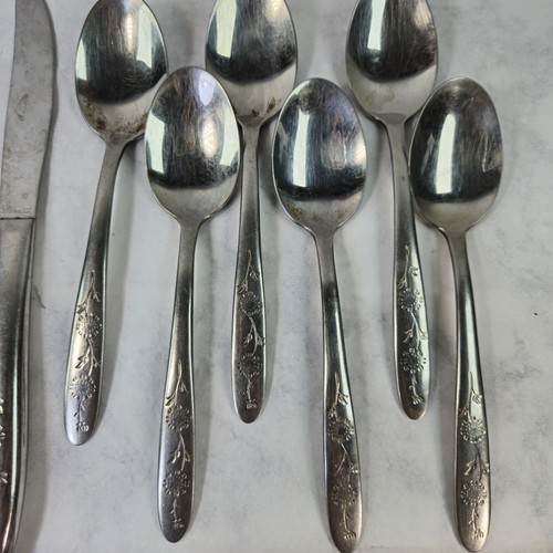 VTG Flatware Sears Roebuck Wood Dale Stainless Sunflower 6 Place Settings MCM - Picture 2 of 5