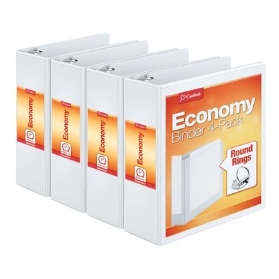 Cardinal 3 Inch White 4 Pack Economy Binders Customizable Storage Solution