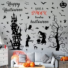 6 Sheets Halloween Wall Decor Decals, Haunted House Spooky Stickers