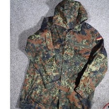 Vtg 1992 German Flecktarn Camo Parka Bundeswehr Military Jacket Hooded Field