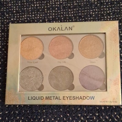 Okalan Liquid Metal Eyeshadow Palette Wide Eyed City Life Glam Soot Beam