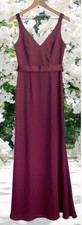 Sz 6 VERA WANG WHITE Wine CREPE Satin V-Neck Sleeveless FORMAL Bridesmaid DRESS