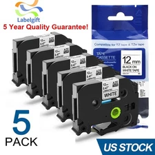 5PK For Brother P-Touch TZe-231 TZ-231 12mm White Standard Laminated Label Tape