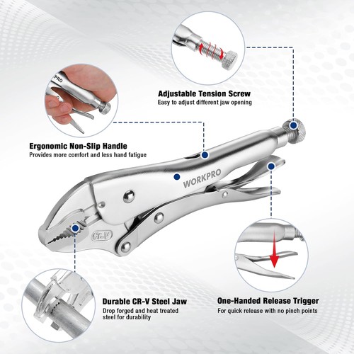 WORKPRO 5-Piece Locking Pliers Set, Tool Vice Grips with... - Picture 3 of 8
