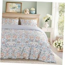 100 Cotton Floral Duvet King 104" x 90" 15 - Brown  Blue  floral Style  