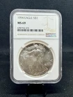 1994 American Silver Eagle NGC MS69 1 Oz .999 Silver!