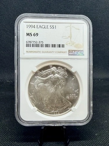 1994 American Silver Eagle NGC MS69 1 Oz .999 Silver!